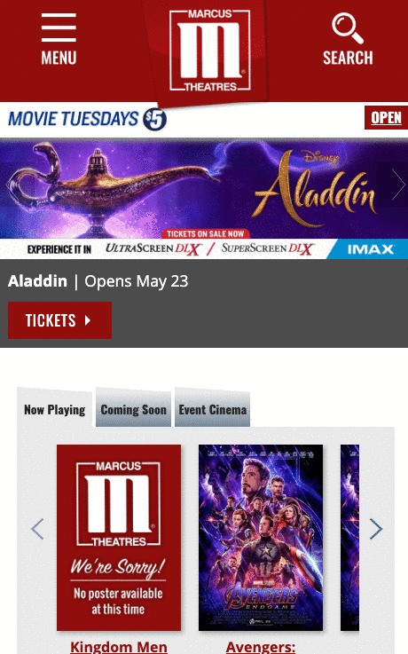 Scrolling Through Marcus Theaters Website Gif