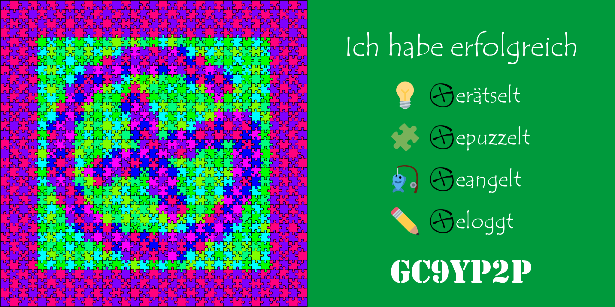 GC9YP2P - G → 💡 → 🧩 → 🎣 → ✏️