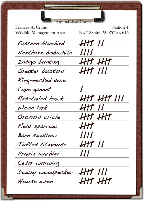 Bird count worksheet