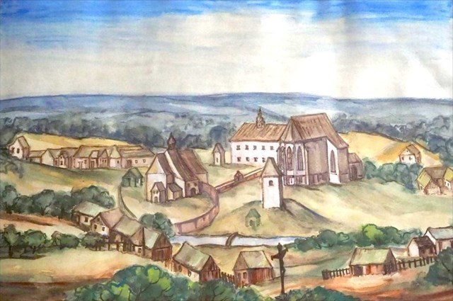 Křtiny před stavbou Santiniho kostela