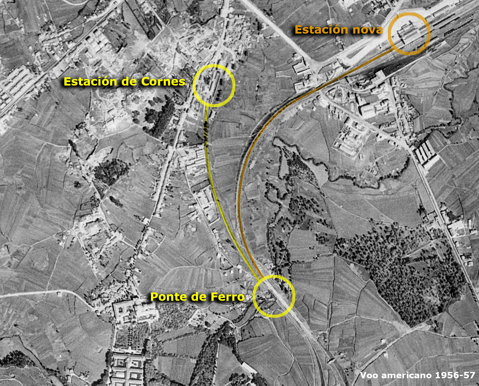 Trazado vías 1956-1957