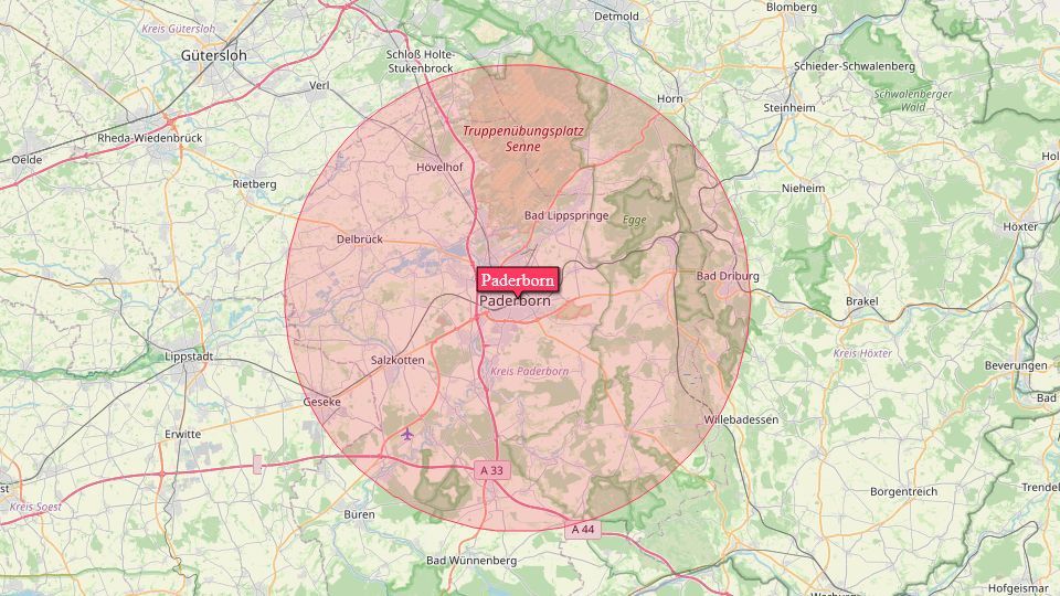 20 km Umkreis um Paderborn