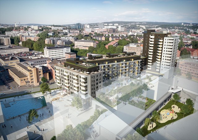 Illustrasjon av Ensjø Torg