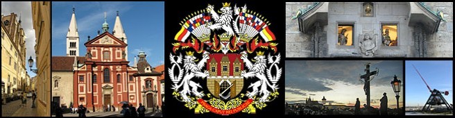 Husova ulice, svatojirský klášter, velký znak Prahy, Orloj, Kalvárie na Karlove moste, Metronom