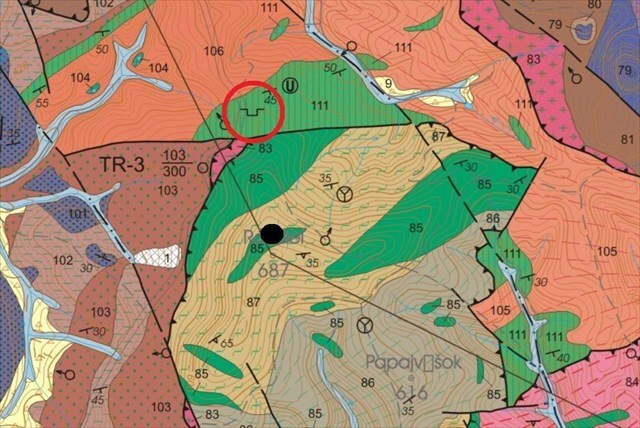 Výrez z geologickej mapy Tríbeča