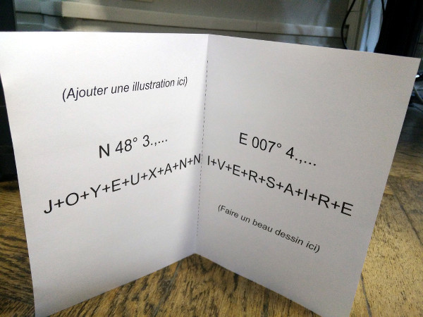 N 48° 3 J+O+Y+E+U+X+A+N+N / E 007° 4 I+V+E+R+S+A+I+R+E