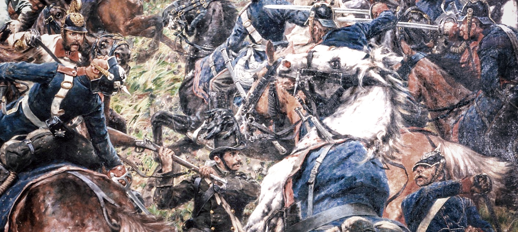 Václav Sochor: Srážka jízdy u Střezetic u Králova Hradce (výsek z plátna)