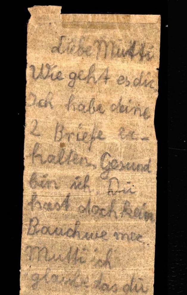 Brief des elfjährigen Siegfrieds an seine Mutter im KZ Stutthof