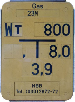 Lageschild für Gasschieber