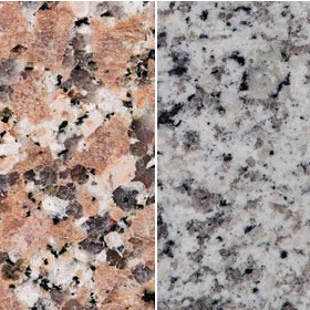 Orthoclase rich on the left, plagioclase rich on the right. Porosity: 1 / dry UCS mean MPa: 200.