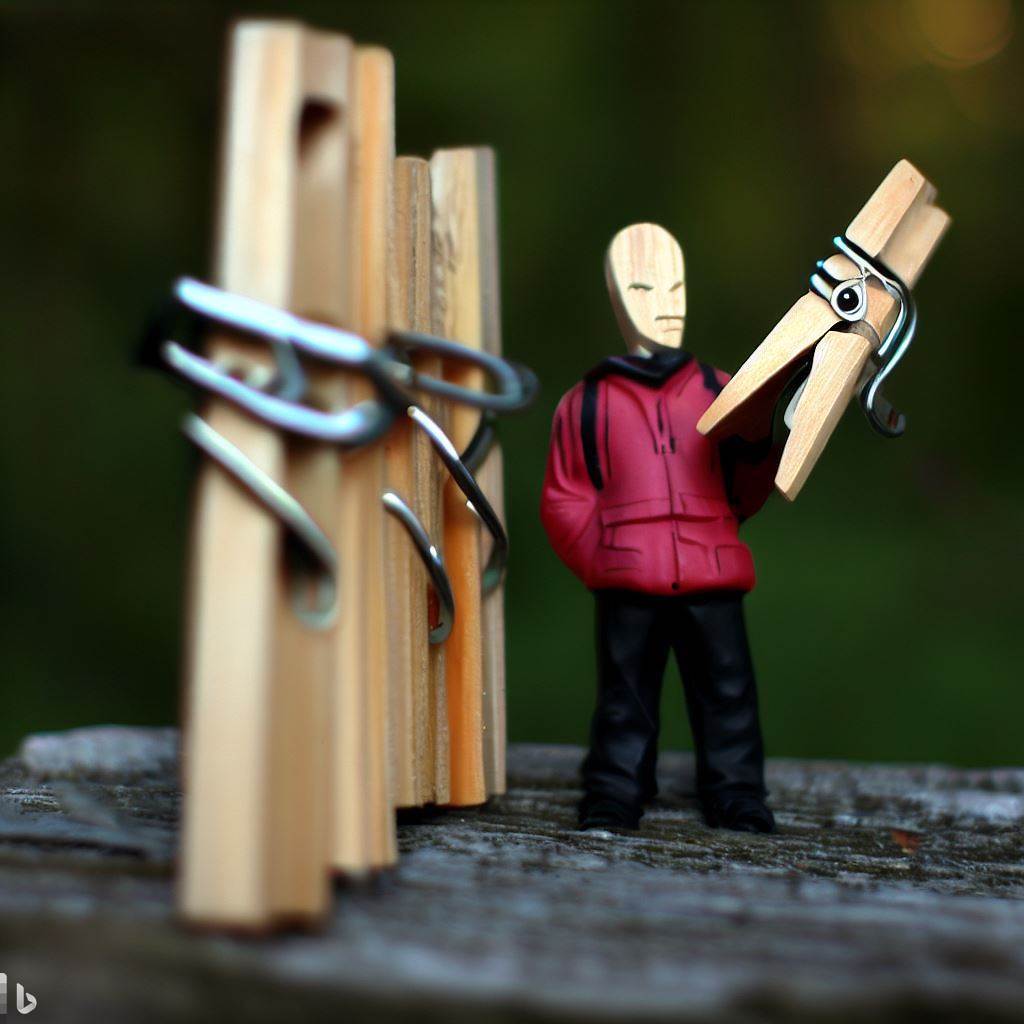AI genereret billede med Bing - geocaching gripe about clothespins