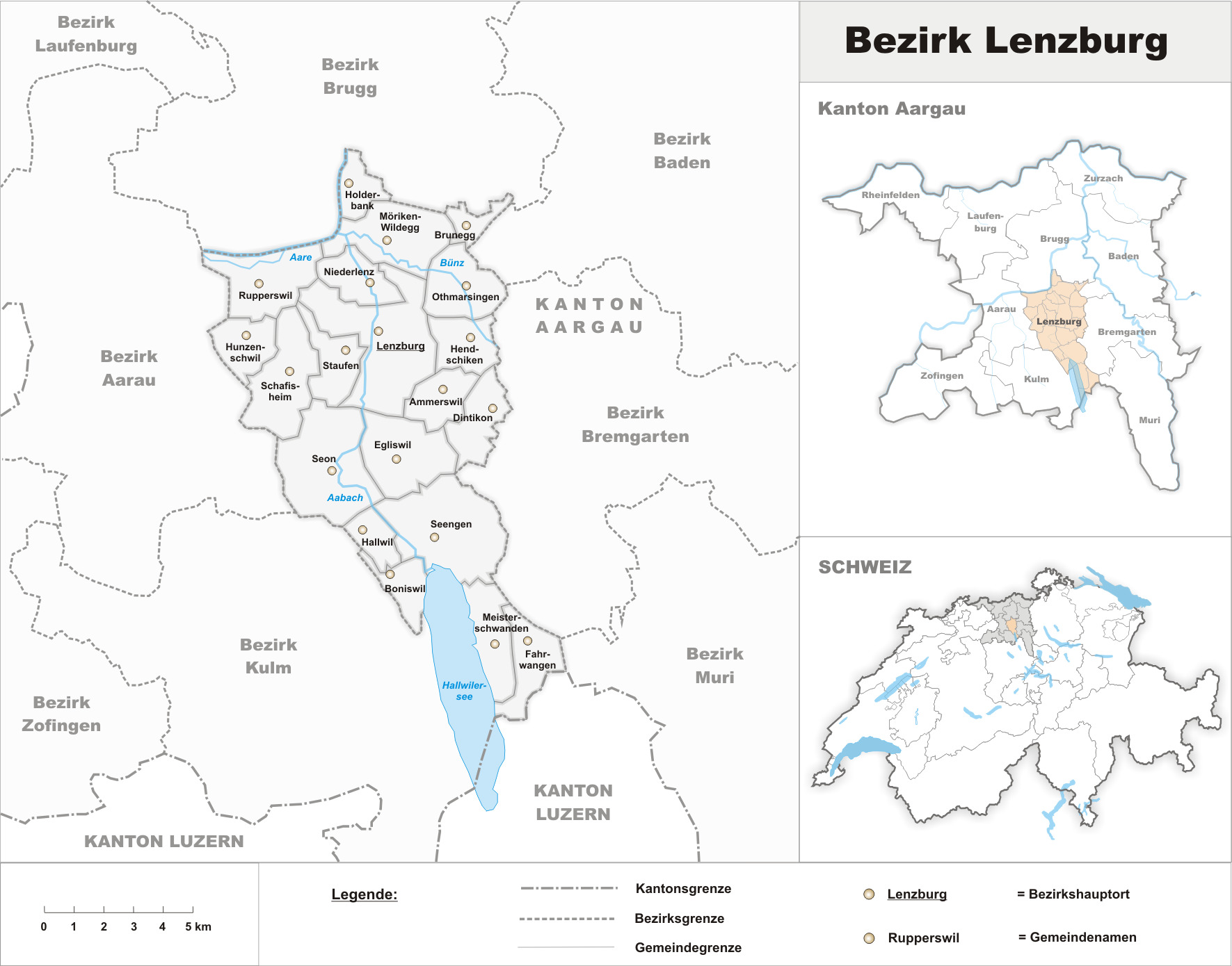 Karte von Bezirk Lenzburg