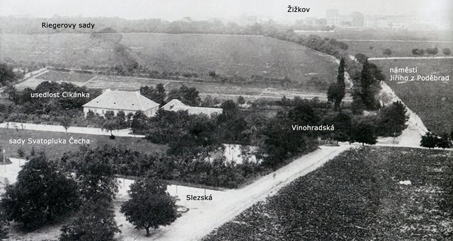 Pohled z vodárny na okolí kolem r. 1890