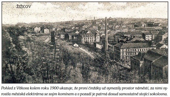 Pohled na elektrárnu z Vítkova, kolem roku 1900