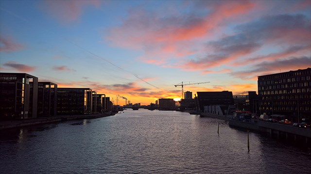 Solnedgang set fra Knippelsbro