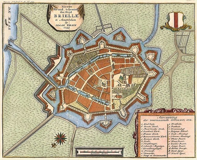 Plattegrond van Den Briel in 1743