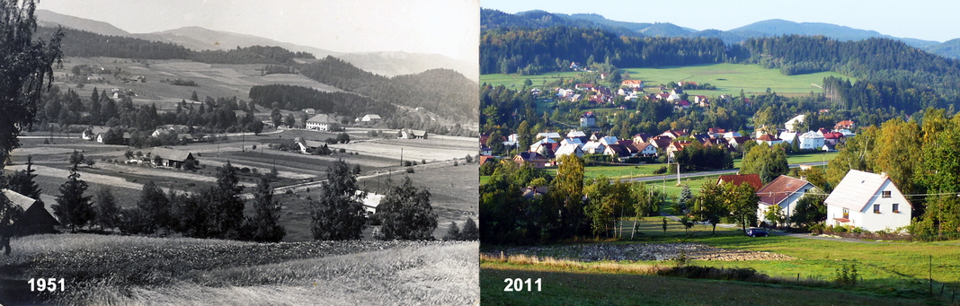 Srovnání středu obce v rozmezí 60 let