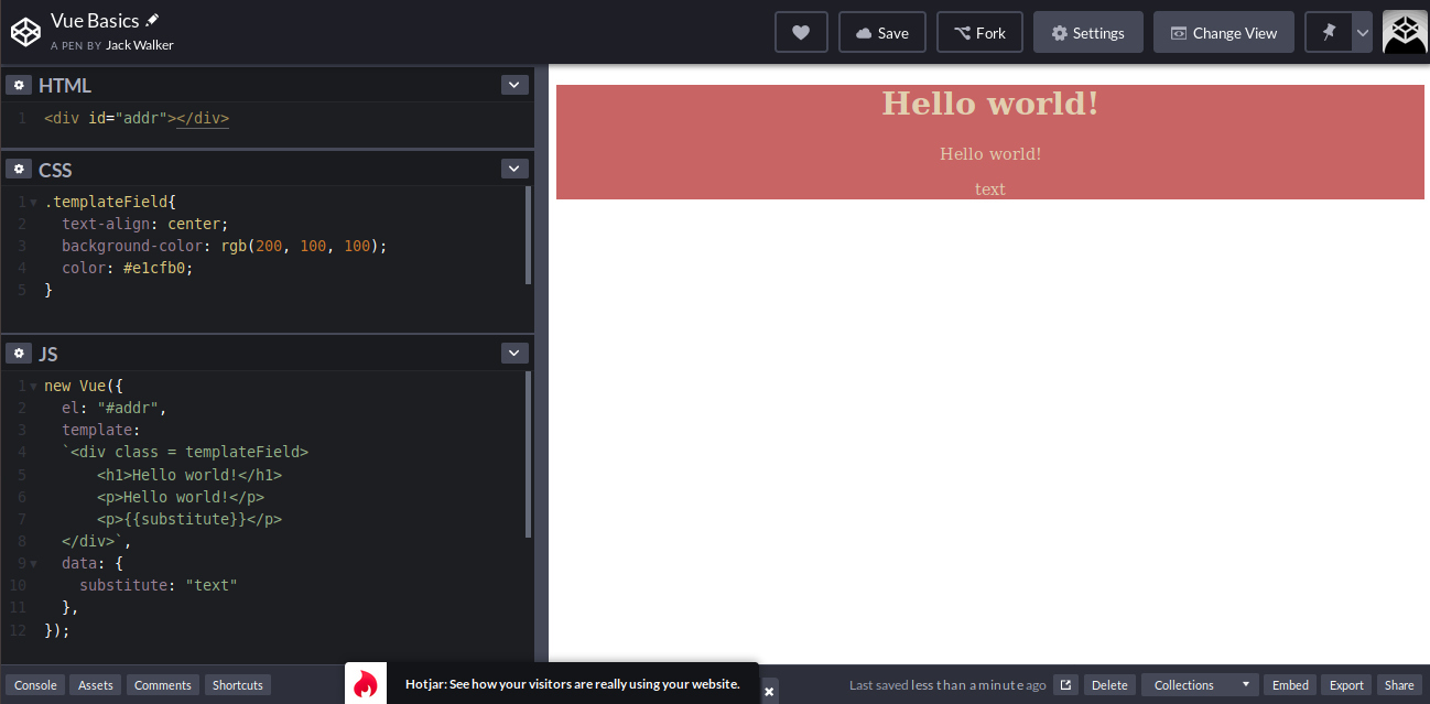 Beginning Vue.js on CodePen in 8 Easy Steps by Jack Walker on CodePen