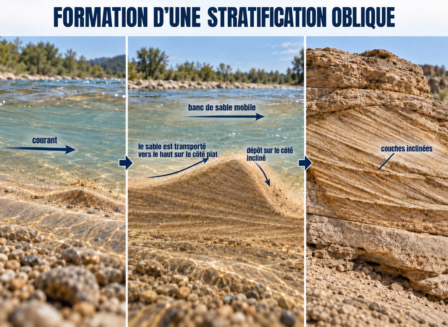 Formation d’une stratification oblique