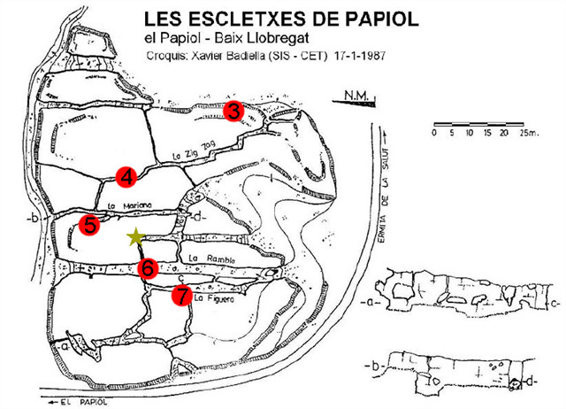 Mapa amb les ubicacions de les respostes a respondre (Badiella 1987)