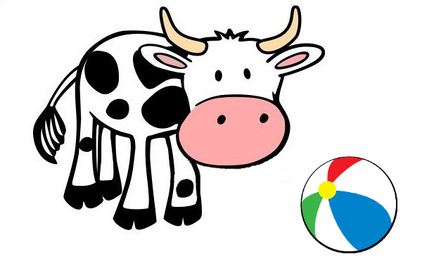 Kuh Erna spielt Ball