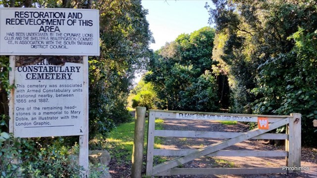 The entrance to the Armed Constabulary cemetery