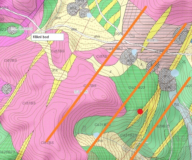Geologická mapa okolia Červenej studne