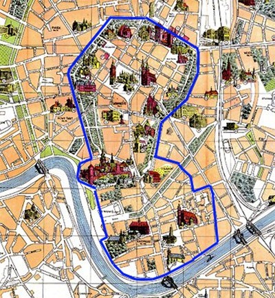 Mapa historycznego centrum Krakowa