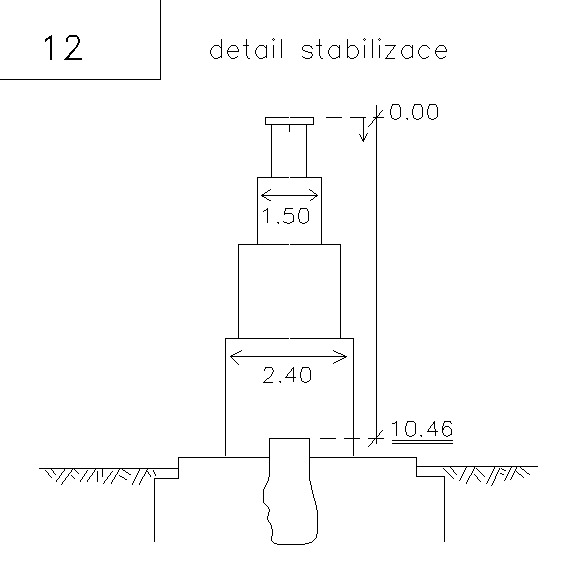 Rozmery a rez observacniho pilire Sadska
