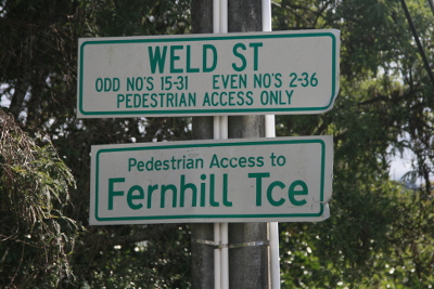 Pedestrian access at bottom part of Weld Street