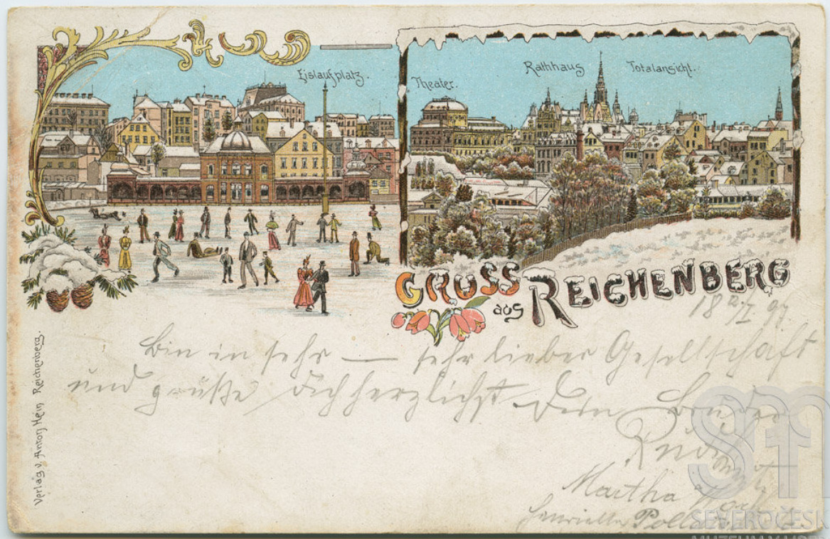 Eislaufplatz - kluziště z pohlednice