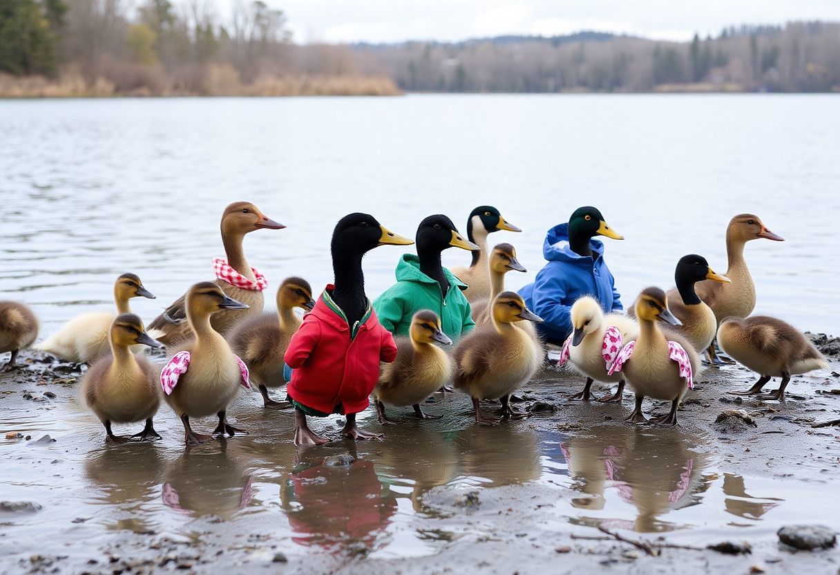 Kačeři v pyžamech slavící Pyžamový Den