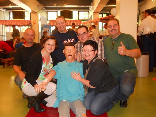 Tijdens de reanimatie estafette in 2013.