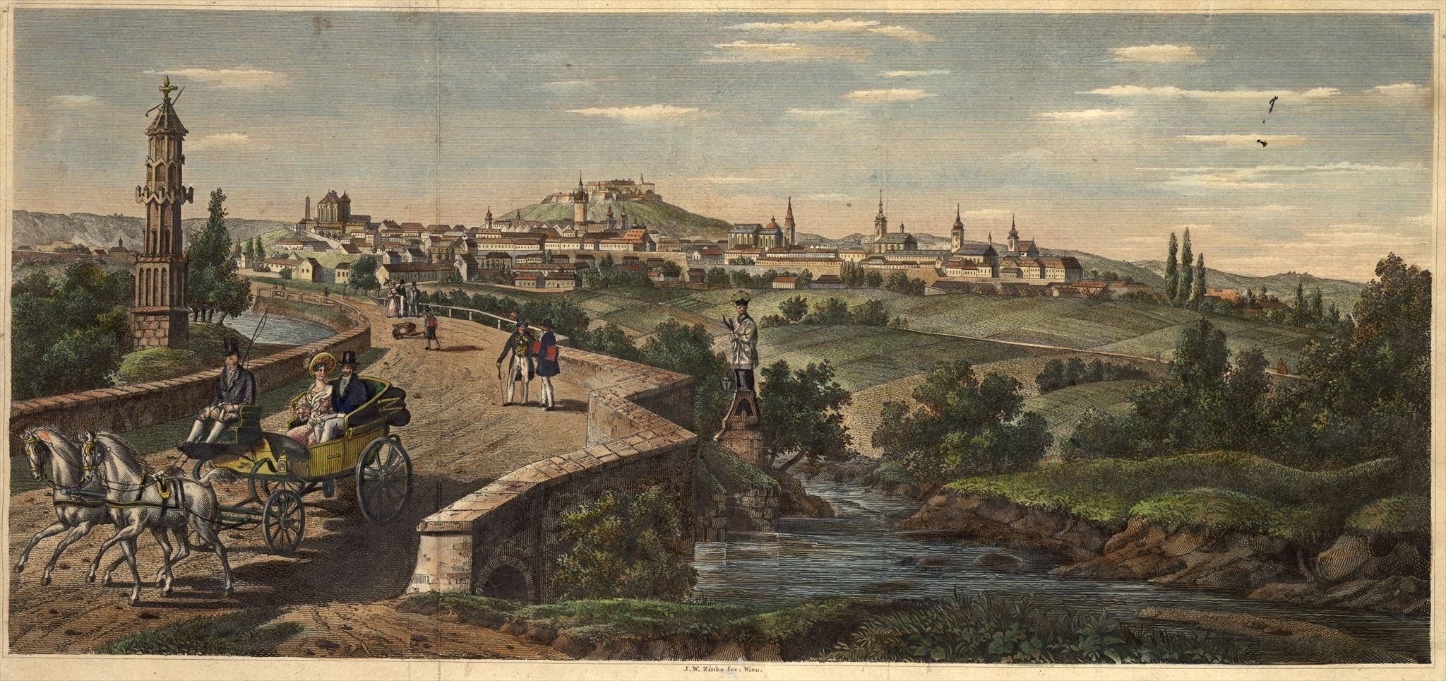 Zderadův sloup a Hauptbrücke, 1830 Zderadův sloup a Hauptbrücke, 1830