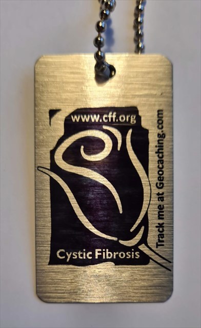 Picture of trackable showing Cystic Fibrosis logo