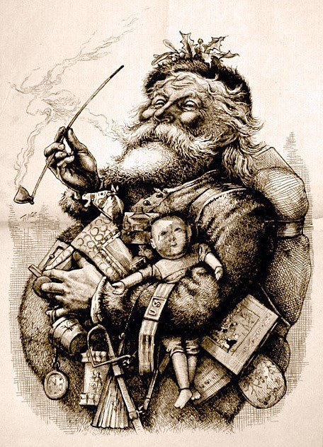 This work is in the public domain in the United States, and those countries with a copyright term of life of the author plus 100 years or less. http://commons.wikimedia.org/wiki/File:MerryOldSanta.jpg