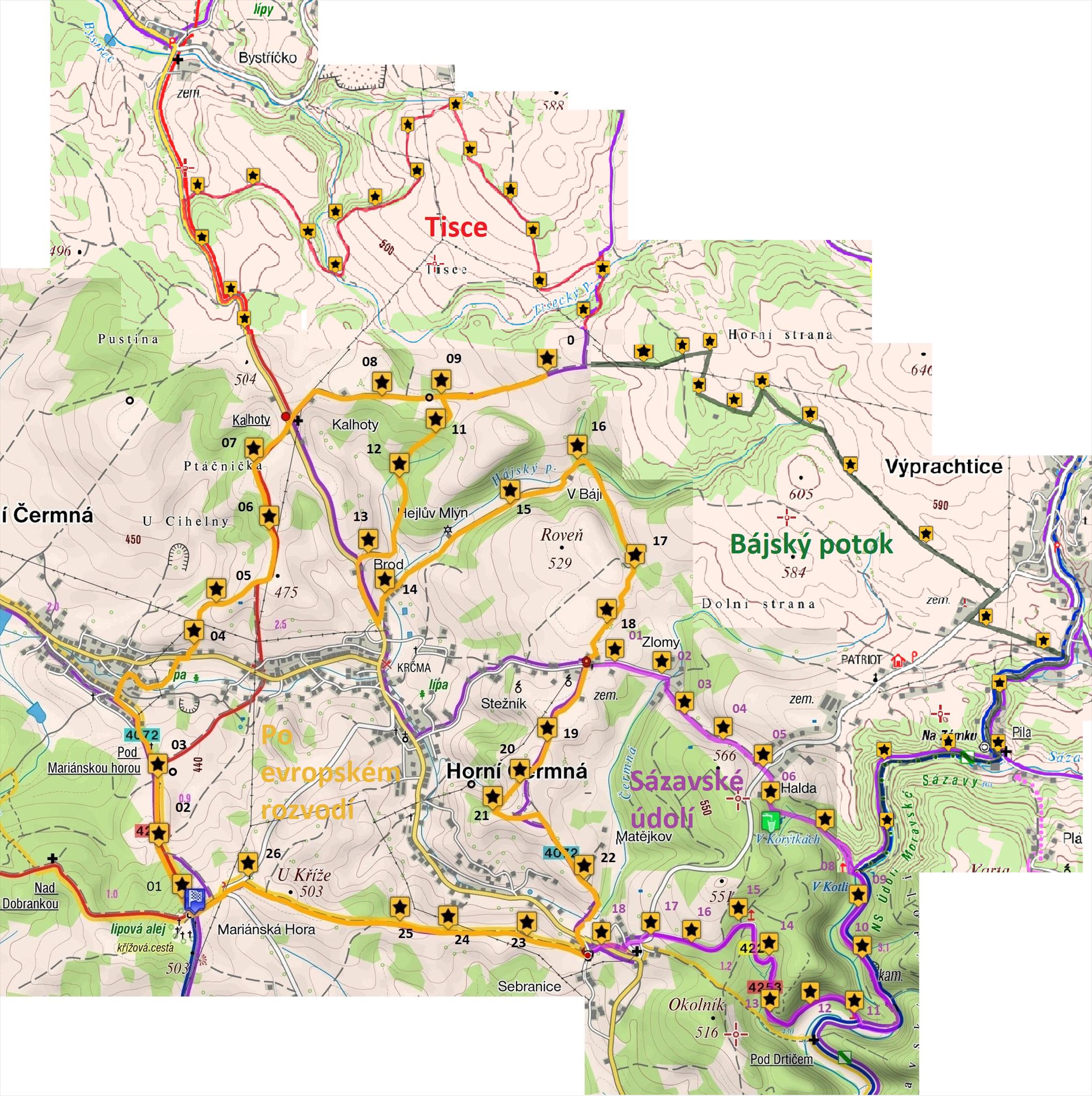 Mapa serie Bajsky potok