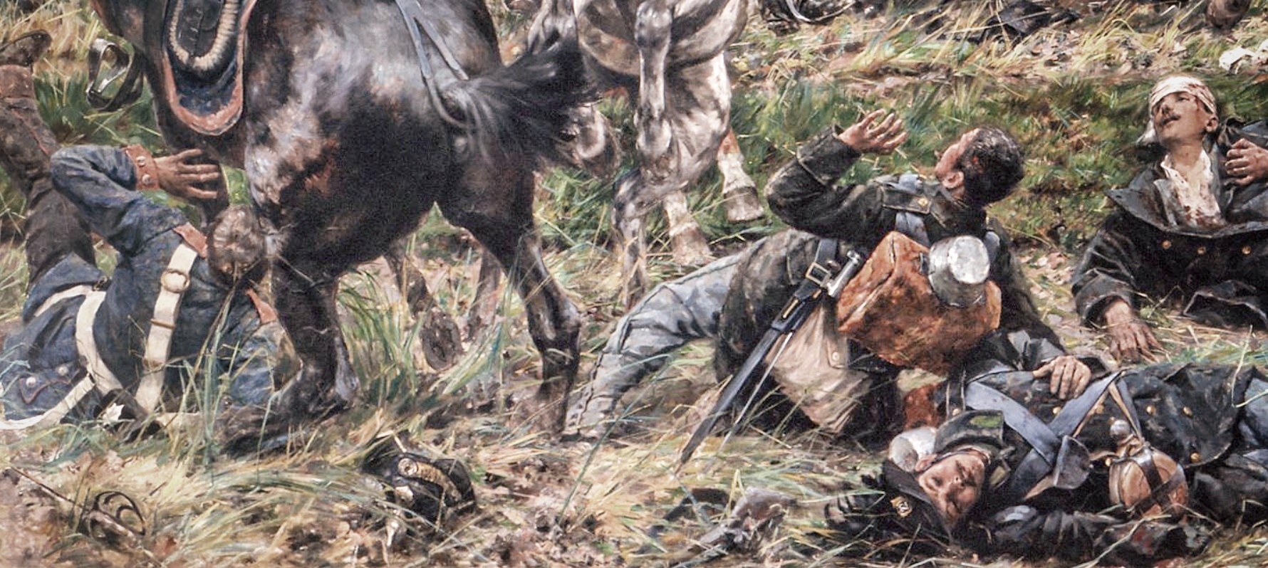 Václav Sochor: Srážka jízdy u Střezetic u Králova Hradce (výsek z plátna)