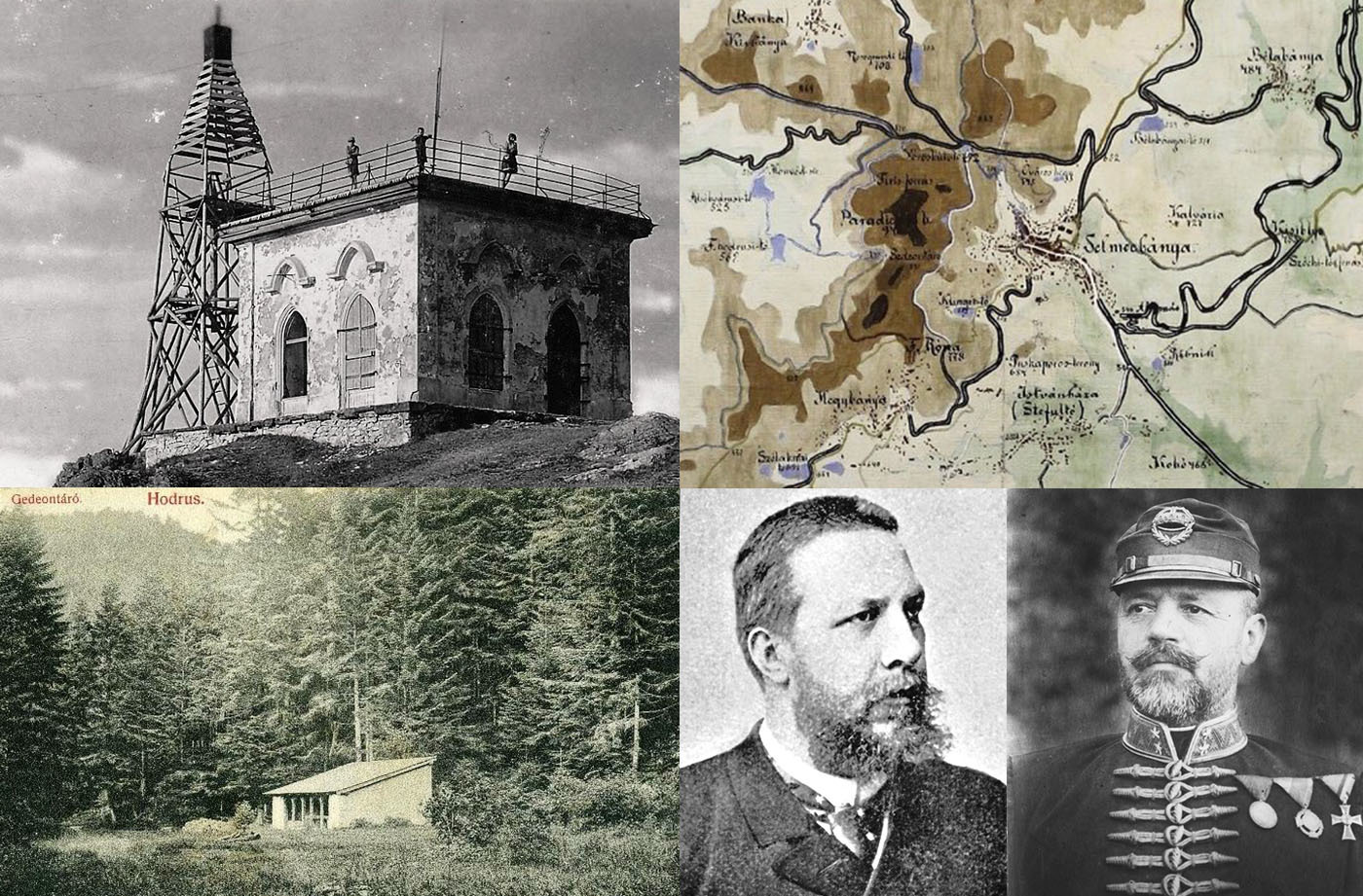 Koláž fotografií súvisiacich s rozvojom turistiky v Sitnianskom klube