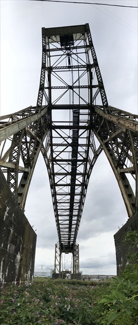 Looking up and across