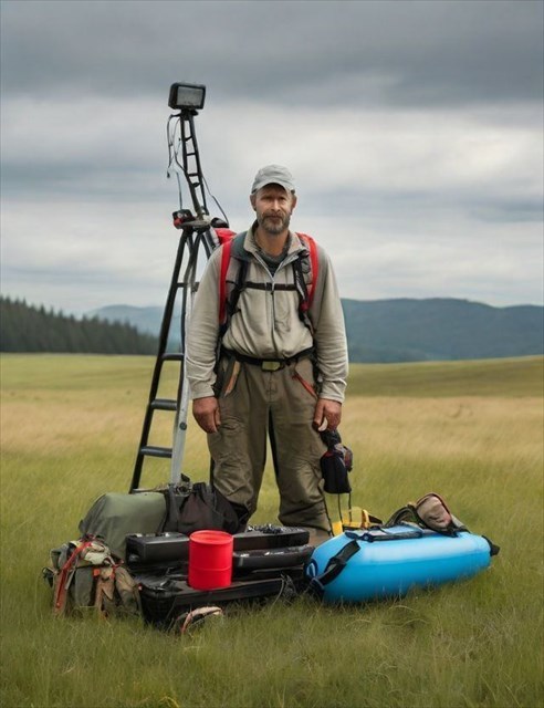 Geocacher mit ECA auf der Wiese