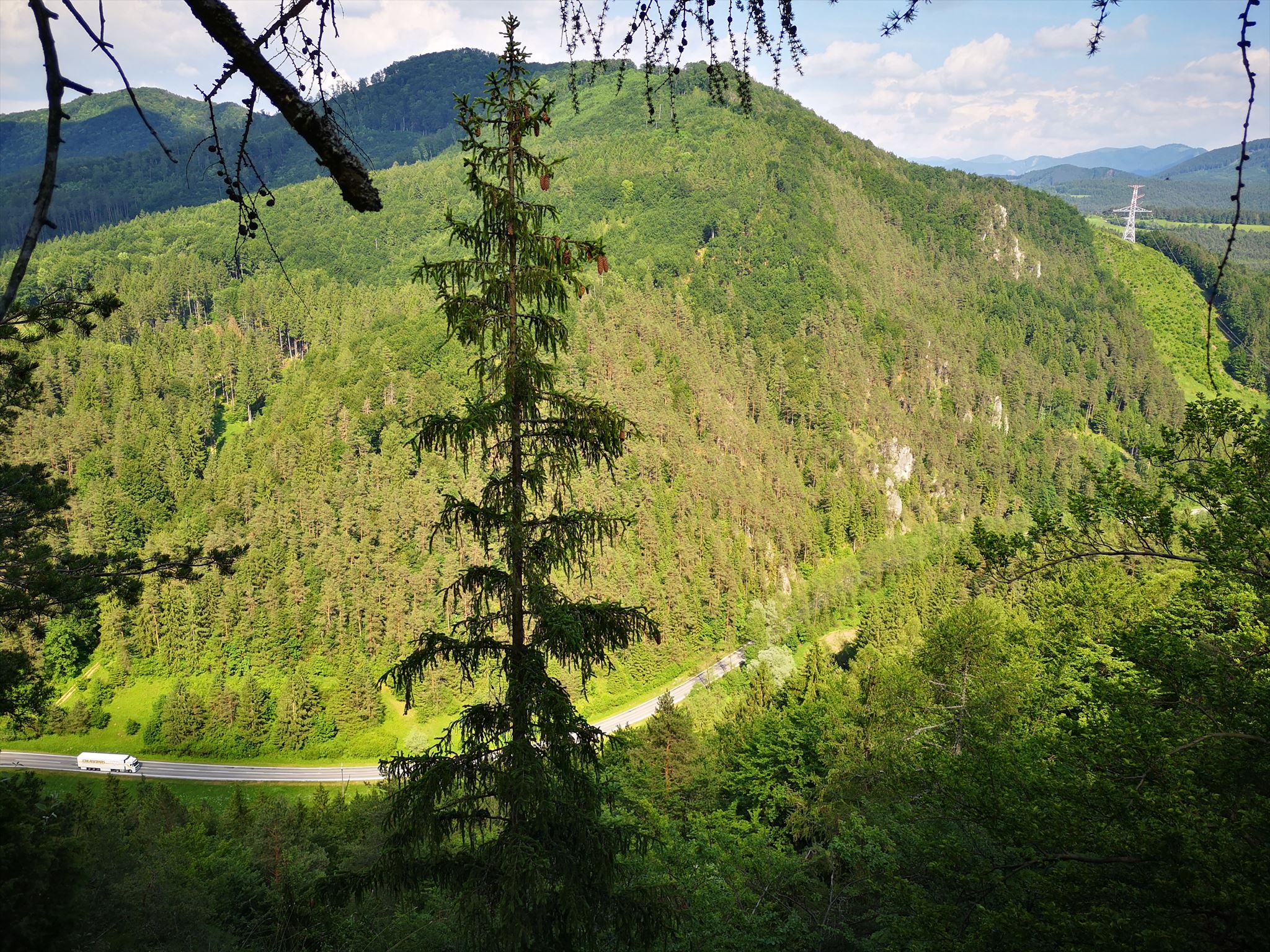 výhľad na komunikáciu z Považskej Bystrice do Domaniže