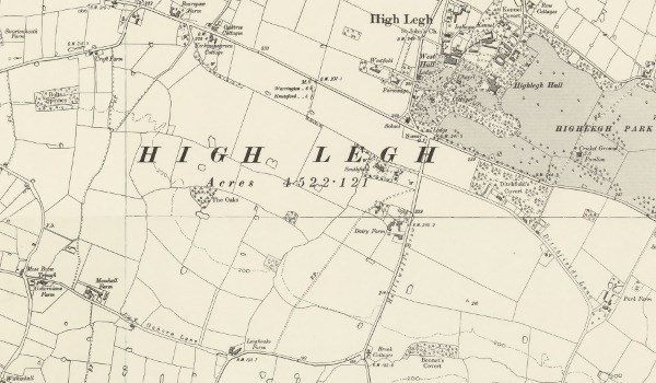 An old map of High Legh showing the village and the area covered by this series