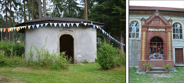 Po lewej dawna kaplica Matki Bożej Bolesnej, po prawej współczesna kaplica