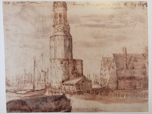 De Haringpakkerstoren aan het begin van de oneven zijde van het Singel, gezien naar het noorden