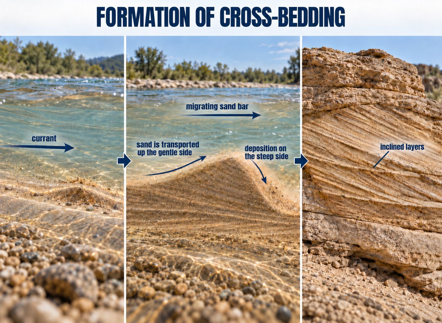 Formation of cross-bedding