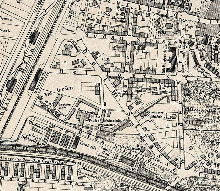 Stadtplan Freiburg von C. Bolia 1877