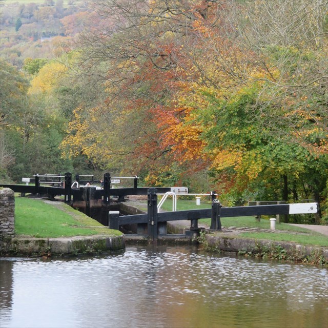 The view from Marple lock number 6 looking down the staircase The view from Marple lock number 6 looking down the staircase