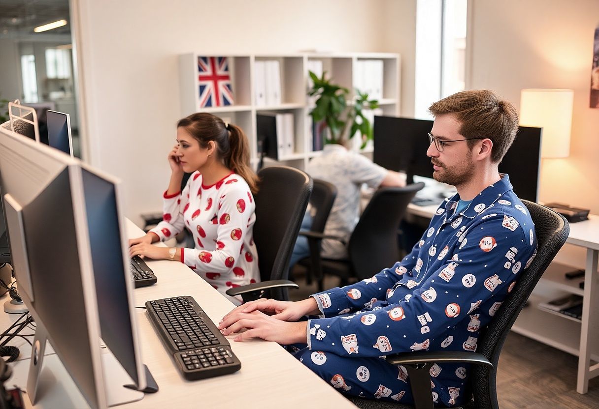 Lidé v pyžamech slavící Pyžamový Den