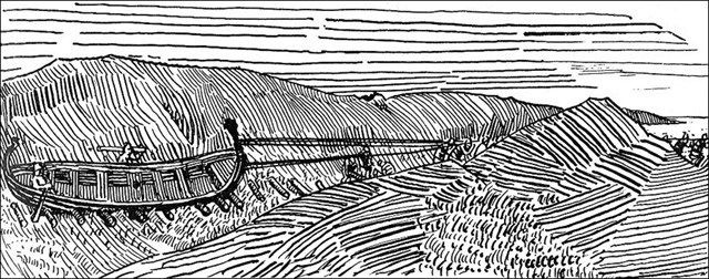 Konh Magnus seglar over land